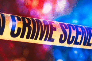 Negligent Homicide Crime Scene Tape with Police Lights in Arizona