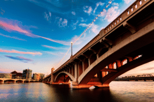 Tempe Town Lake Bridge at sunset – DUI lawyer blog by Rideout Law Group
