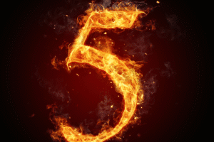 Graphic representation of Class 5 felony in Arizona with fiery number five