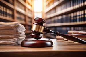 Gavel and legal documents in law library – Arizona deposition process explained by Rideout Law Group