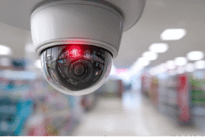 Retail security camera monitoring theft in Arizona store – organized retail theft defense context