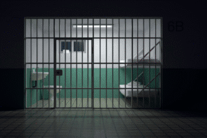 Scottsdale City Jail holding cell interior with bunk beds and toilet