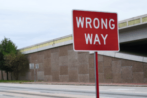 Wrong way sign on Arizona highway related to aggravated DUI crash