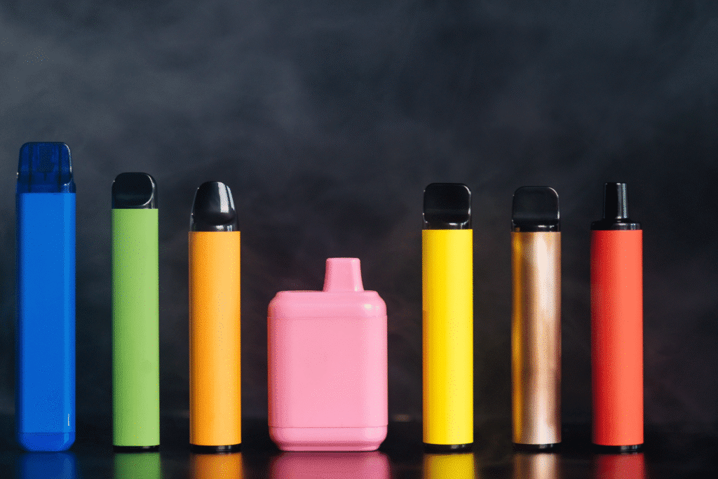 Arizona vape pens and e-cigarettes displayed in colorful lineup
