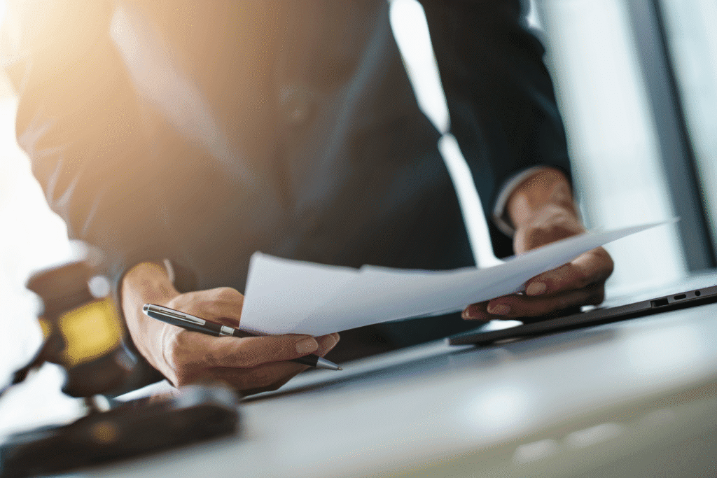 Divorce Attorney in Tempe AZ reviewing legal documents at desk