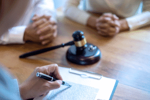 Attorney explaining legal separation and divorce options to couple in Arizona