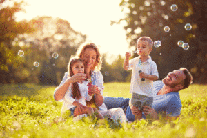 Happy Arizona family enjoying parenting time after custody agreement