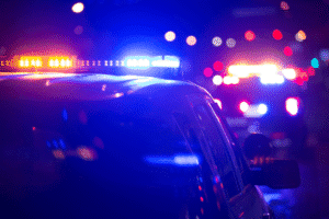 Police lights at night in Arizona during resisting arrest case