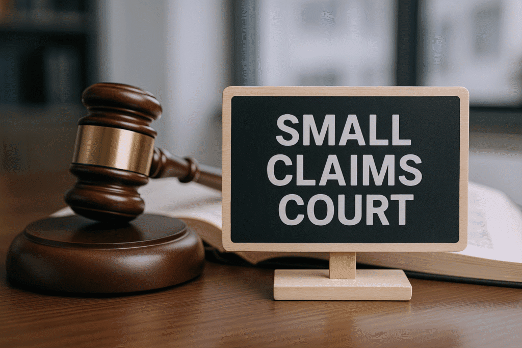 Small Claims Court sign with gavel – Arizona civil case representation by Rideout Law Group