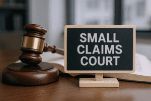 Small Claims Court sign with gavel – Arizona civil case representation by Rideout Law Group