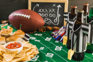 Super Bowl party snacks and drinks—common setting for DUI and arrest risks in Arizona