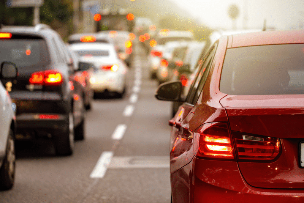 Brake check accident risk in Scottsdale traffic during evening commute