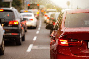 Brake check accident risk in Scottsdale traffic during evening commute