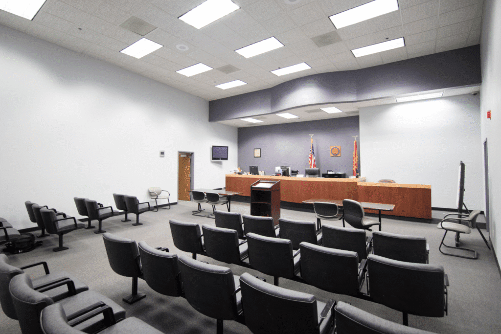 Interior of Bullhead City Municipal Courtroom in Mohave County, Arizona