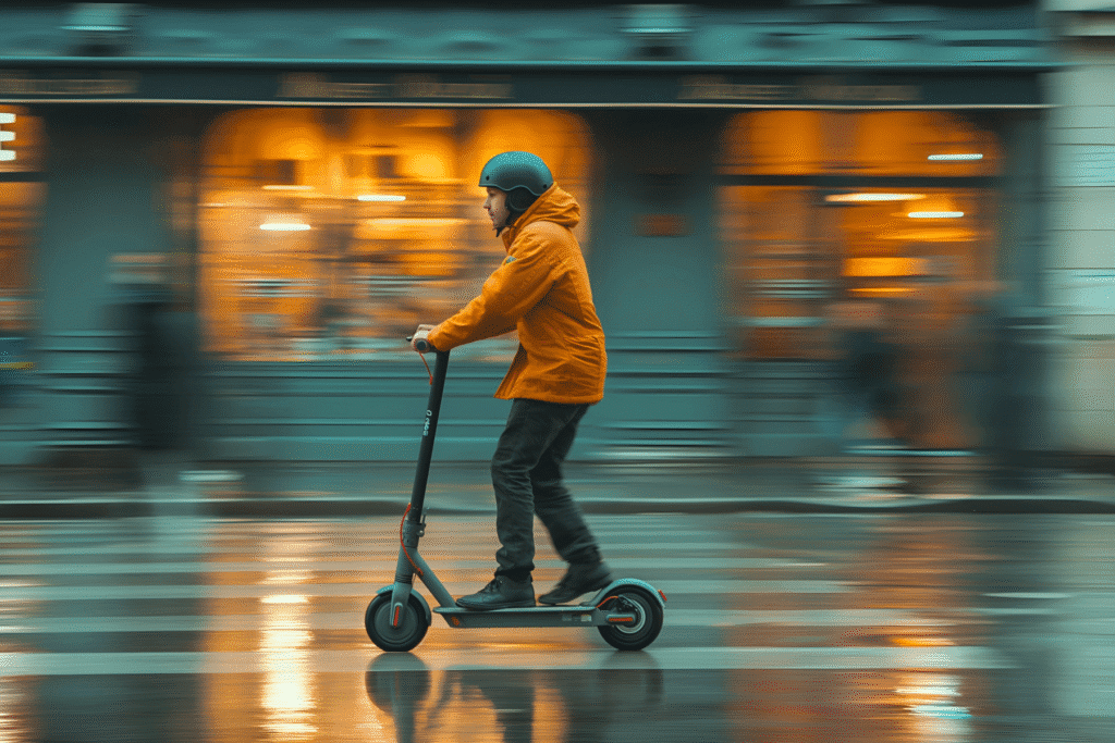 Teen riding electric scooter in Scottsdale street traffic with helmet on – Rideout Law Group