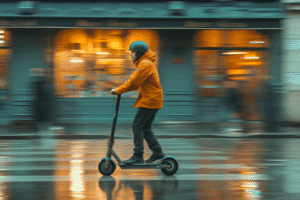 Teen riding electric scooter in Scottsdale street traffic with helmet on – Rideout Law Group