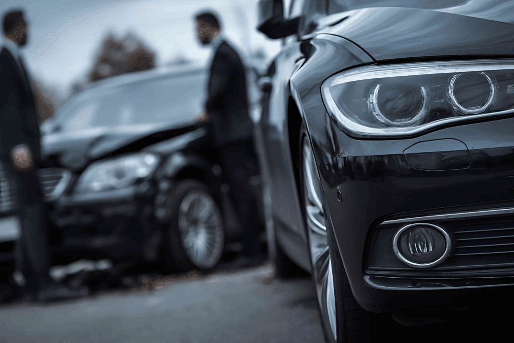 Parking Lot Car Crash with Arizona Personal Injury Attorneys in Background