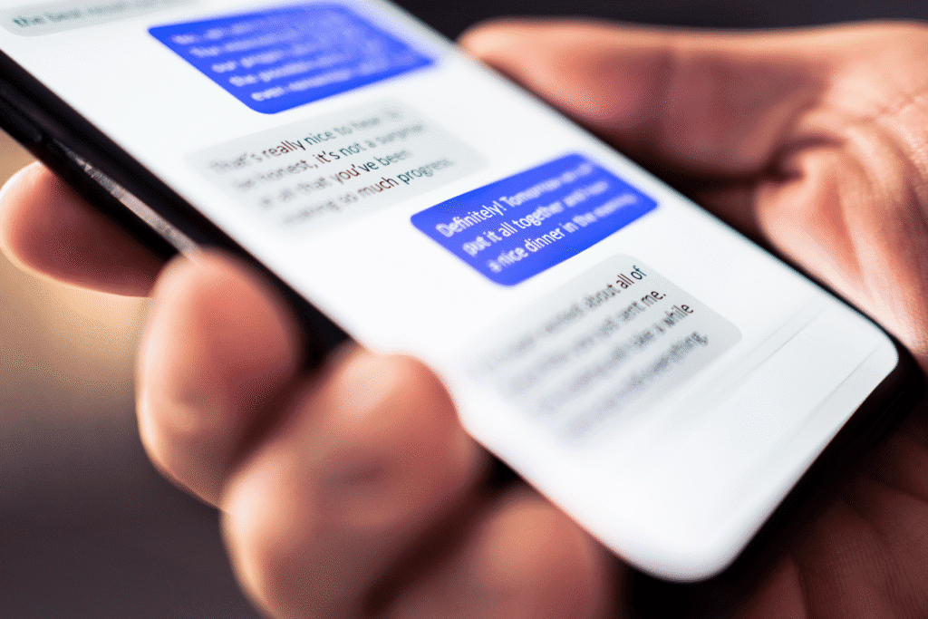Text message evidence on smartphone screen in Arizona court case