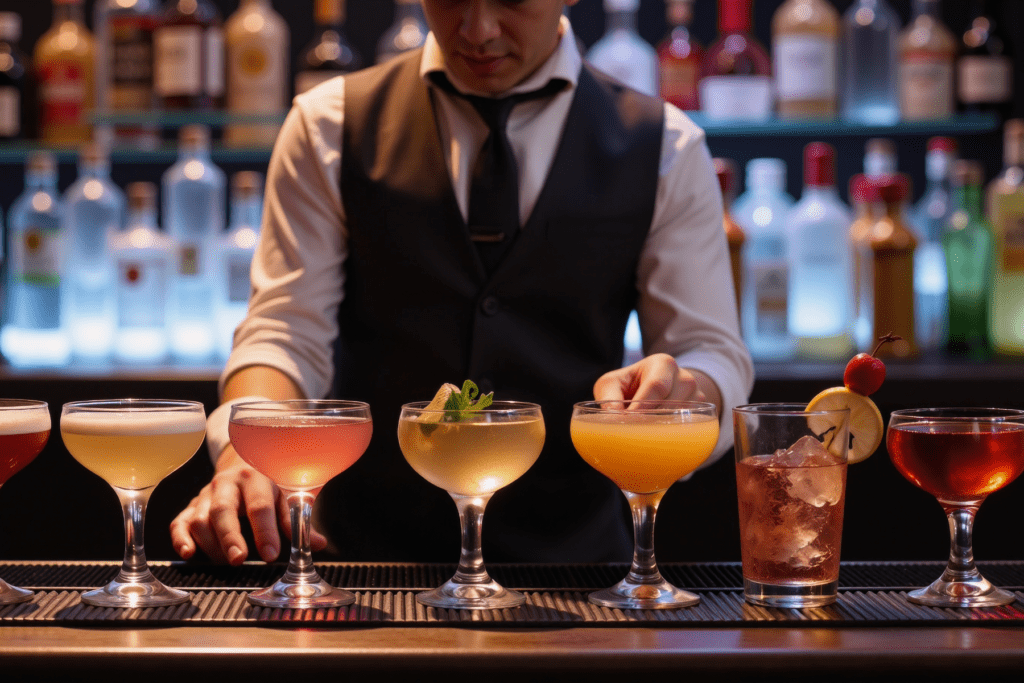 Bartender serving cocktails at Tempe Arizona bar amid new drink spiking prevention law